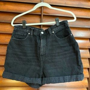 BDG black denim shorts